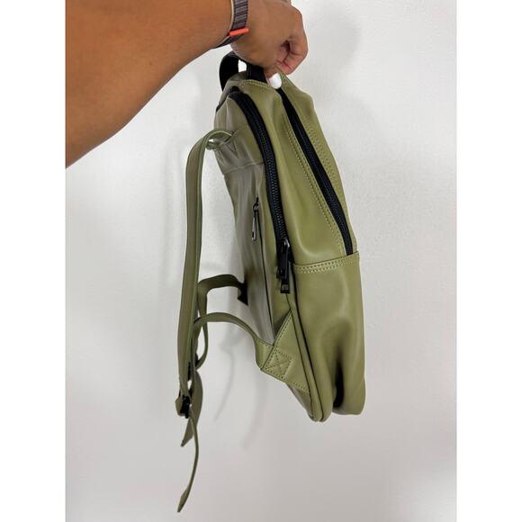 Fawn Design Olive Green Faux Leather Backpack NWOT - Picture 6 of 13